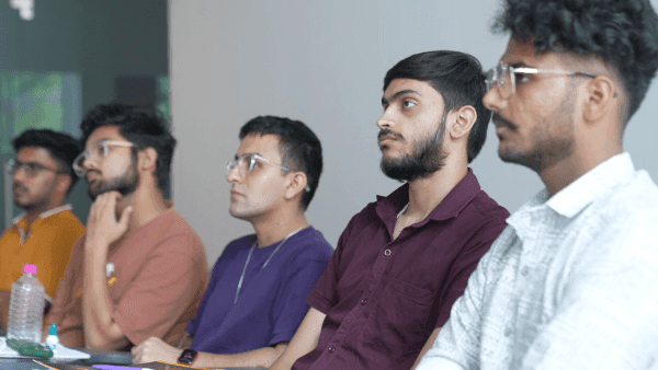 students taking theory session at desportz - vadodara, gujarat, india